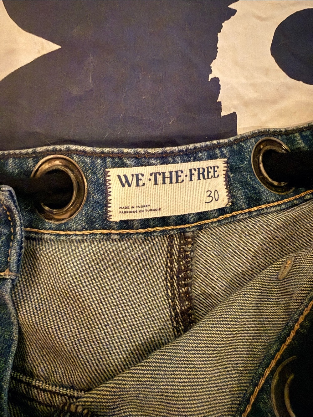 Free People Two-Tone Paint-Splatter Wide Leg Jeans in Blue - Picture 4 of 4